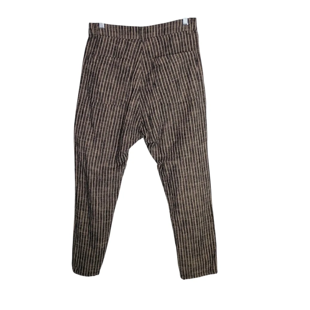 Zara - Striped High Rise Cropped Linen Blend Pants - Size 30